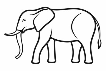 elephant line art silhouette white background. elephant line art vector icon on white background