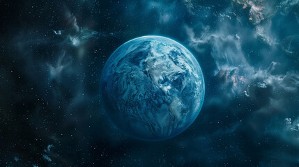 Obraz premium Planet in Deep Space with Starry Nebula 