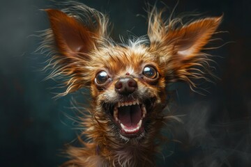 Naklejka premium Excited wet chihuahua portrait