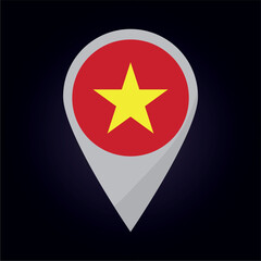 Vietnam Flag on Location Pin. vector illustration