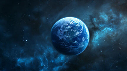 Obraz premium Planet in Deep Space with Starry Nebula 