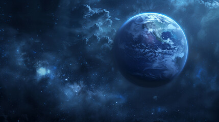 Obraz premium Planet in Deep Space with Starry Nebula 