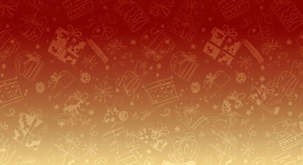 Red and Gold Festive Pattern: A vibrant abstract pattern in shades of red and gold, with a gradient effect, featuring festive icons and symbols. Ideal for Christmas, New Year's.