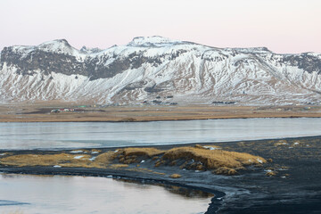 Winter landscape at Icelands south coast