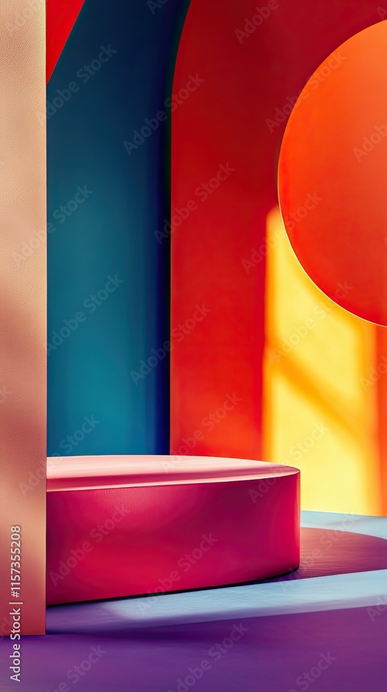 Poster abstract colorful studio background with platform
