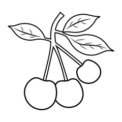 cherry line icon, vector fruit illustration, fresh healthy sweet cherries symbol, logo, illustration, editable stroke, flat design style isolated on white