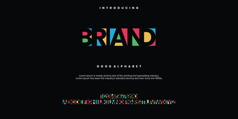 Brand modern minimal abstract alphabet fonts. Typography technology, electronic, movie, digital, music, future, logo creative font. vector illustration