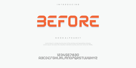 Before Abstract minimal modern alphabet fonts. Typography technology vector illustration