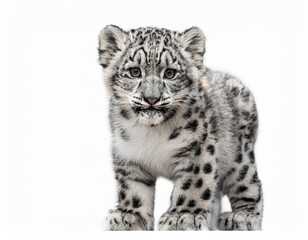 Naklejka premium ユキヒョウの子供と白い背景（Snow leopard cub and white background） 