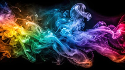 Fototapeta premium Abstract photo of swirling smoke patterns in various colors and shapes, smoke, abstract, patterns, swirls, colors, shapes