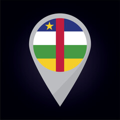 Central Africian Republic Flag on Location Pin. vector illustration