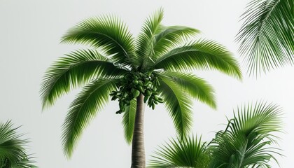 Lush Large Palm Trees in Tropical Setting with Vibrant Green Foliage and Elegant Shape
