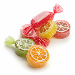Colorful Fruit-Shaped Candies in Wrapped Packages