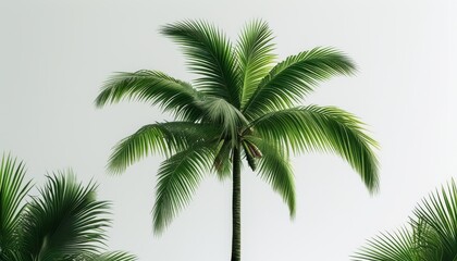 Lush Tropical Palm Trees Highlighting Vibrant Green Fronds Against a Soft  Background
