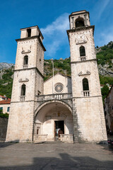 Fototapeta premium Kotor, Montenegro, August 3, 2024. Saint Tryphon Catholic Cathedral in the old town of Kotor