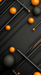 Abstract 3D Orange Black Sphere Design