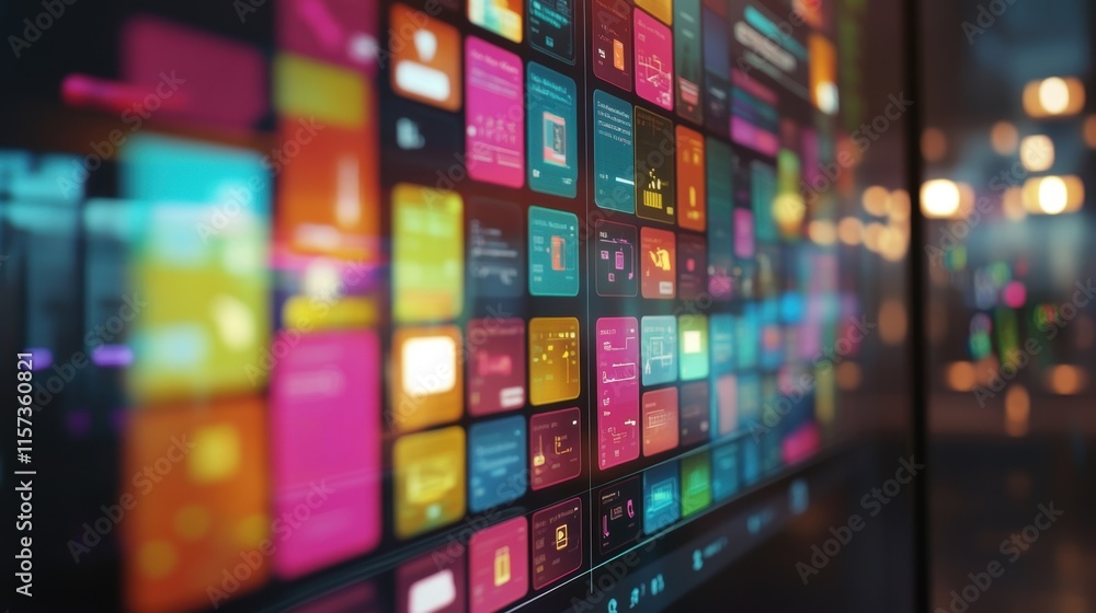 Wall mural a closeup of a digital monitor showing an aipowered recommendation engine with an assortment of colo