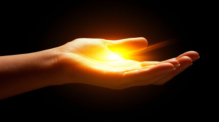 Glowing hands offering light in the dark.