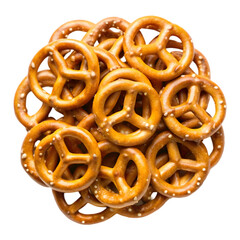 top view pretzels isolated on transparent background