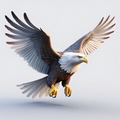 Obraz premium Powerful bald eagle soaring, wings extended, embodying freedom against dramatic sky background