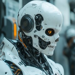 Fototapeta premium Unique Robot and Terracotta Warrior Hybrid Sculpture