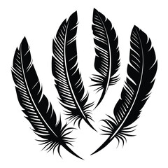 Fototapeta premium Feathers icons black silhouettes hand drawn sketch with white background