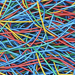 Colorful Cable Chaos Abstract 3D Illustration