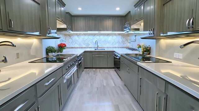 Modern symmetrical kitchen design video