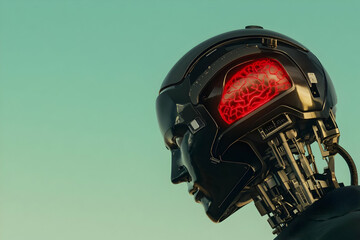 3D Robot Head Illustration: AI Brain