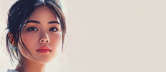 Young Asian woman portrait with blank space for text ideal for personal or commercial use in marketing and promotional materials