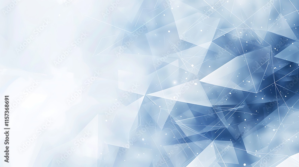 Aufkleber abstract background with interconnected blue and white geometric shapes creating a modern, crystalli
