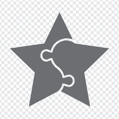 Simple icon pentagonal star puzzle in gray. Simple icon pentagonal star puzzle of the two elements  on transparent background for your web site design, app, UI. EPS10.