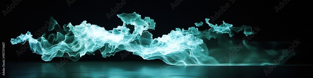 Poster dynamic map projection glowing on matte black surface under dim directional lighting