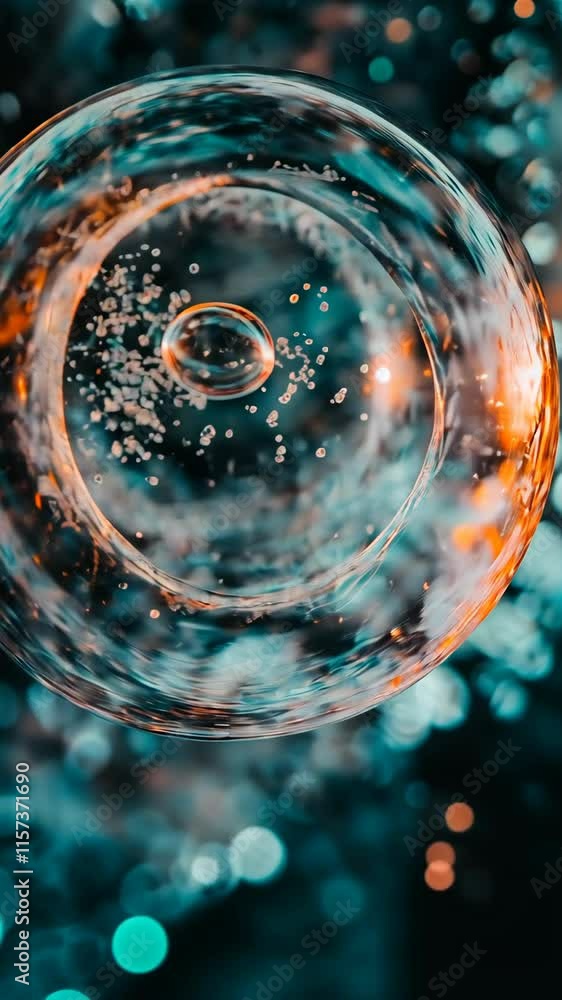 Aufkleber bubbles floating in vibrant water with reflections and light during a mesmerizing display of color