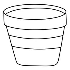 Cute cartoon hand drawn vector Ceramic garden pot coloring page.
