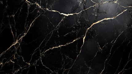 Elegant Black Marble Texture with Gold Veins for Luxury Design Background