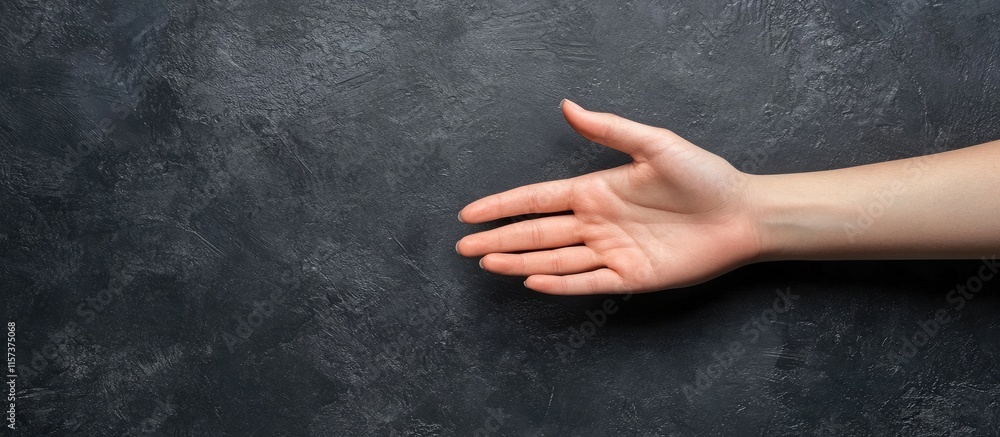 Poster hand gesture indicating refusal on dark background with blank space for customizable text or message