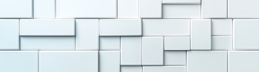A modern geometric wall pattern formed by the arrangement of white tiles