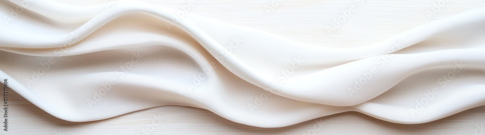 Poster a close-up image of elegant, smooth white fabric with graceful folds and flowing curves, creating a 