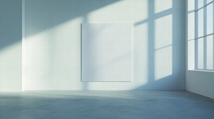Fototapeta premium Blank poster wall on minimalist white room