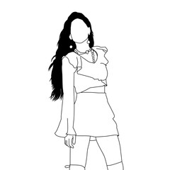 Sketch of female K-Pop idols in cute dresses performing on stage.