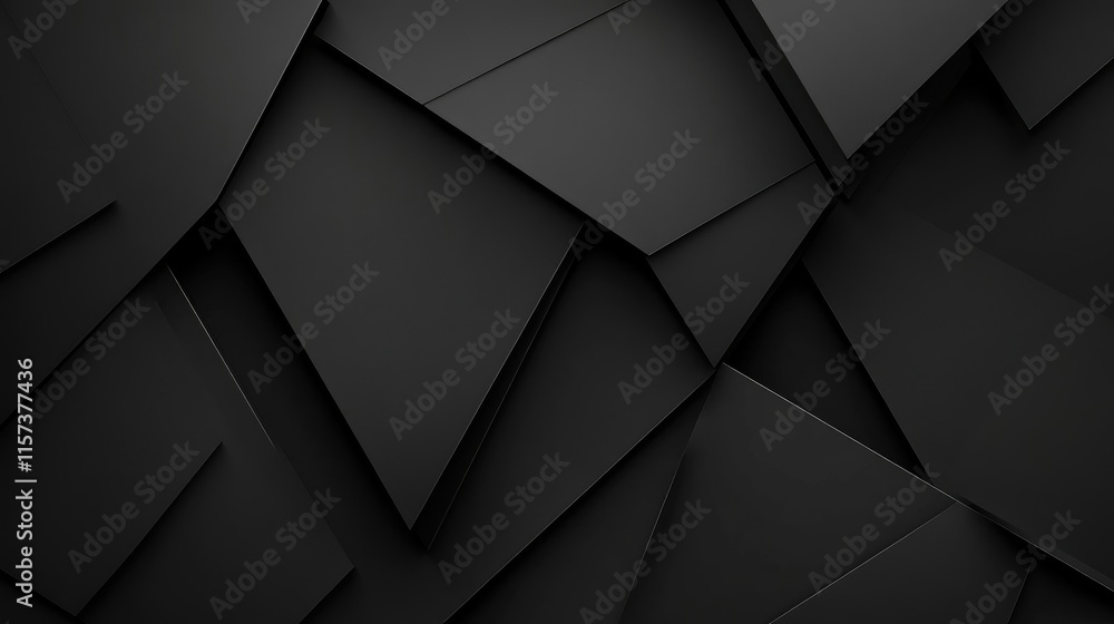 Poster abstract black geometric shapes with layered textures for modern background design