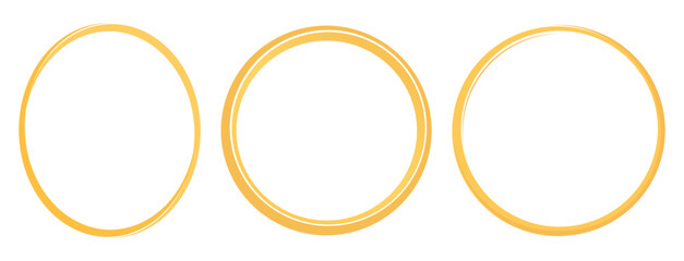 Set of gold circle ring signs isolated on white background vector.