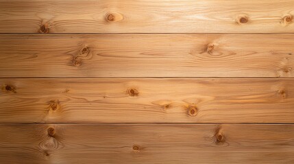 Fototapeta premium Close-up of a natural wooden texture background showcasing smooth, polished pine wood planks with distinct grain patterns, ideal for design elements or presentations.
