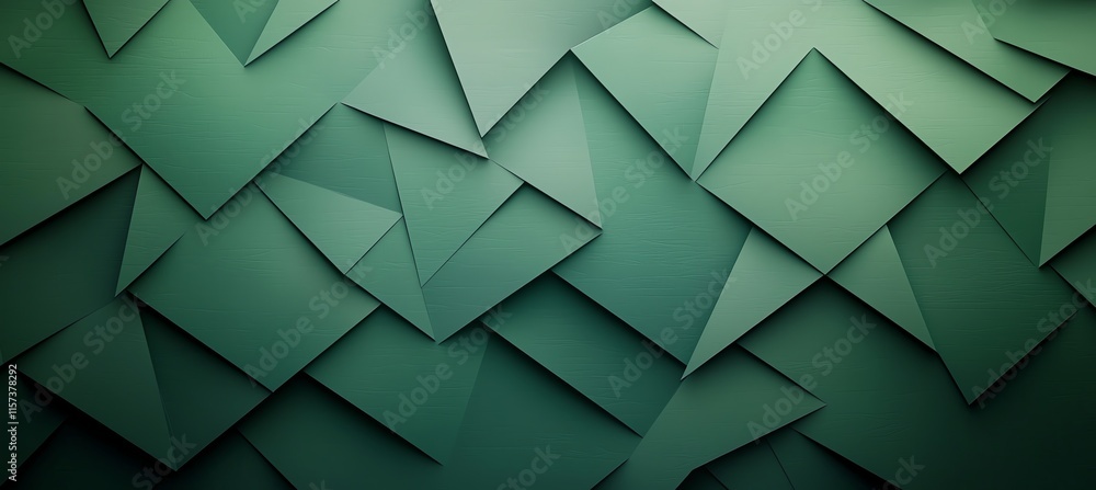 Poster abstract geometric background with overlapping green paper sheets. perfect for design projects, pres