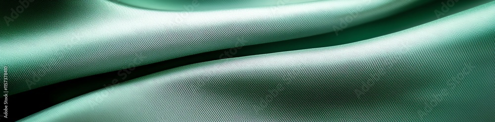 Poster elegant abstract background featuring soft, flowing green silk texture with subtle light reflections