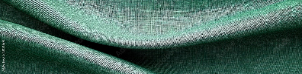 Poster close-up of smooth green fabric texture with detailed folds, creating an elegant and serene appearan