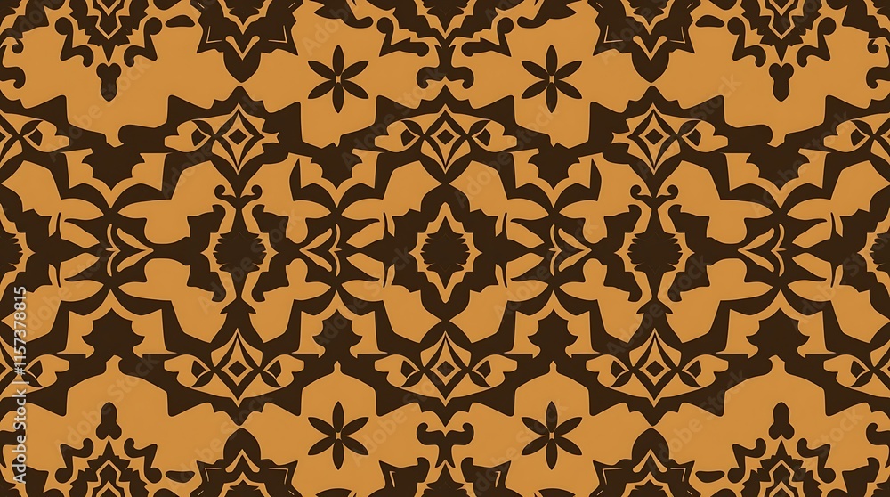 Poster abstract geometric pattern in brown and black: a seamless tileable pattern of intricate, abstract sh