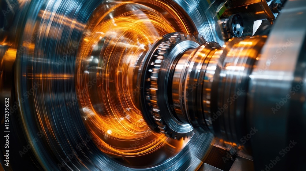 Poster dynamic close-up of spinning dc motor showcasing motion energy and precision engineering in high res
