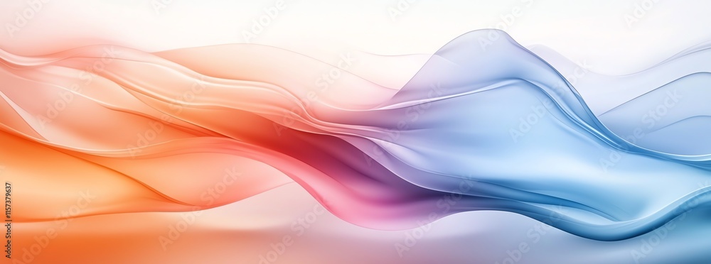 Poster abstract vibrant waves of orange and blue blend seamlessly, creating a dynamic and fluid pattern ide